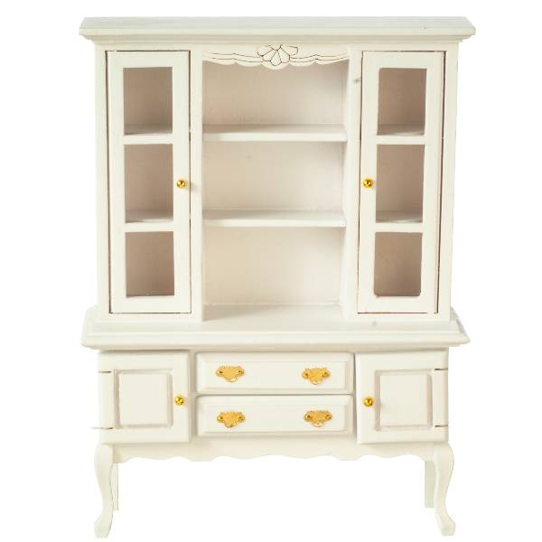 White Queen Anne Dollhouse Miniature Hutch
