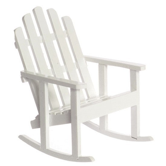 White Dollhouse Miniature Adirondack Rocker