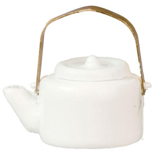 White Dollhouse Miniature Teapot