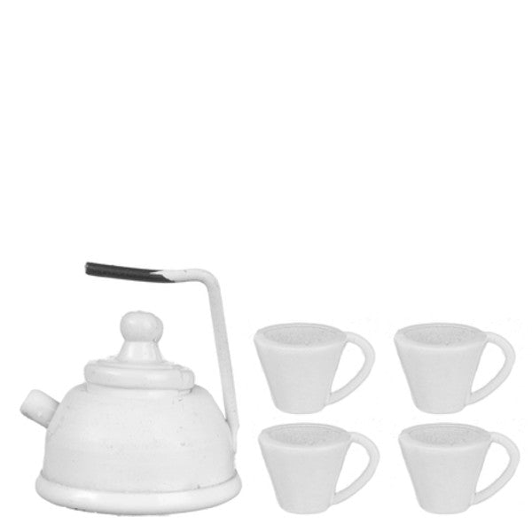 White Dollhouse Miniature Tea Set
