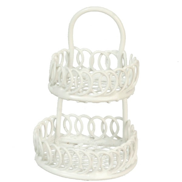 White 2-Tier Dollhouse Miniature Basket Set