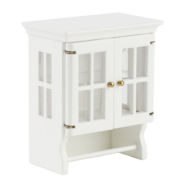 White Dollhouse Miniature Bathroom Wall Cabinet