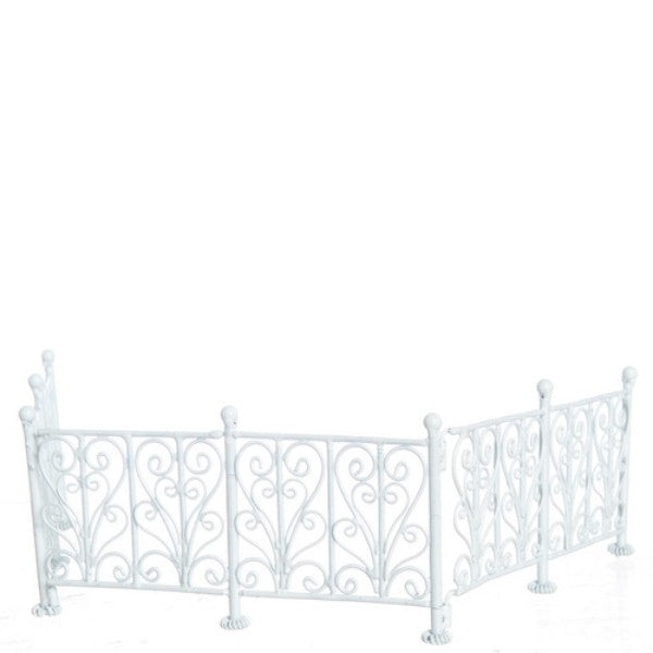 Dollhouse Miniature White Wrought Iron Fence