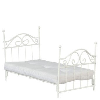 White Metal Dollhouse Miniature Twin Bed