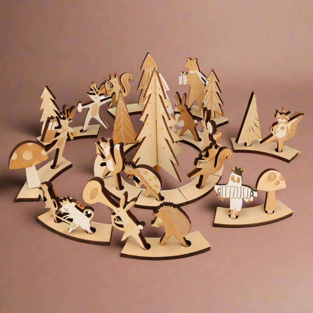 Wooden Advent Calendar Play Kit | Woodland Band Jam