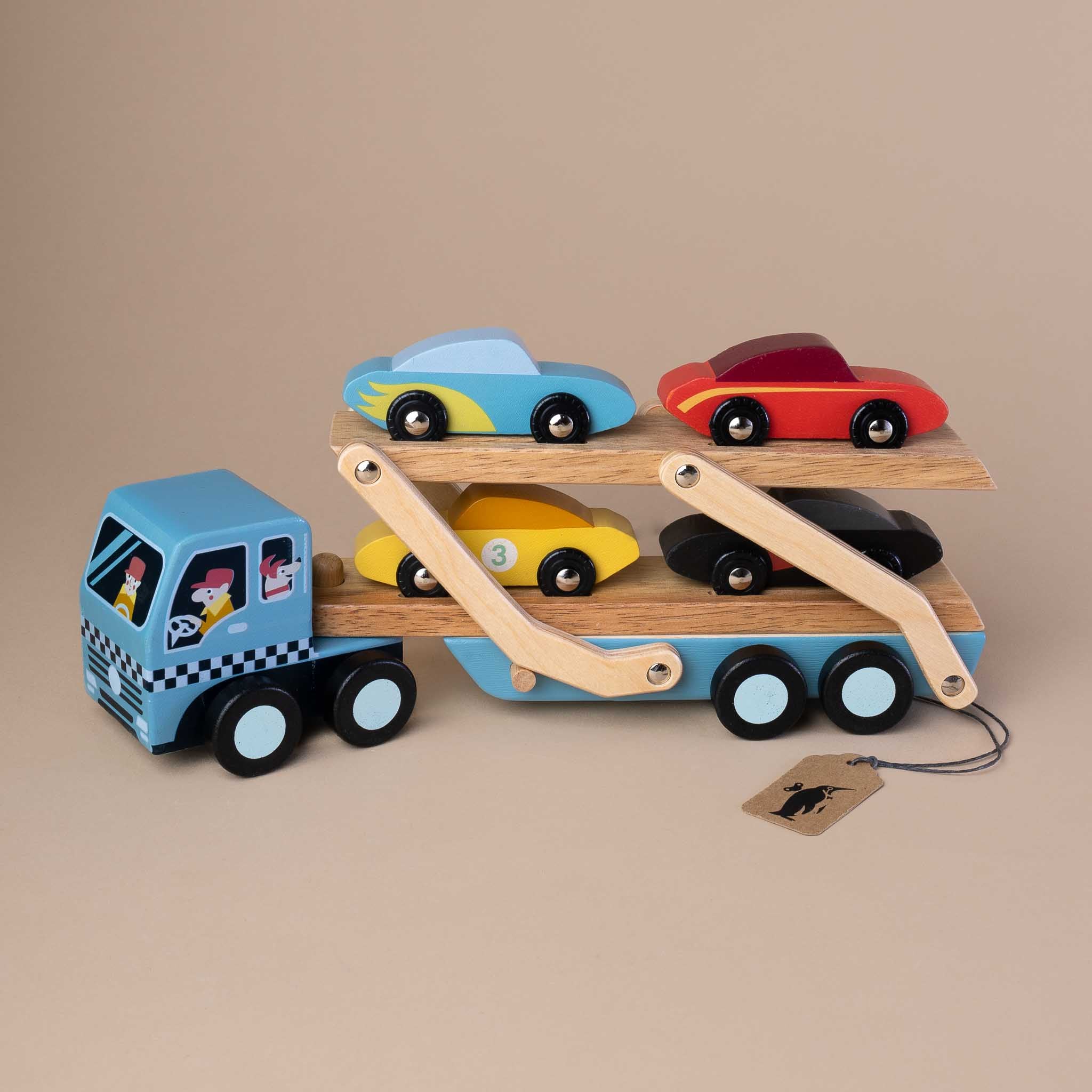 Wooden Car Transporter Play Set