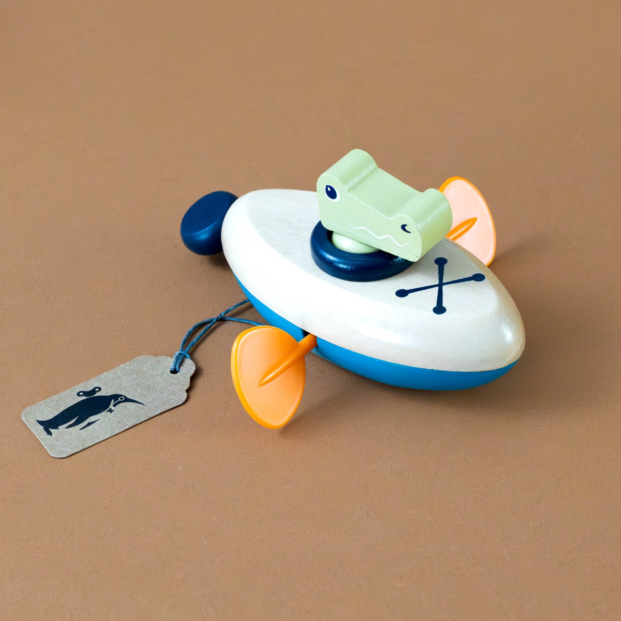 Wooden Clockwork Float Boat Crocodile
