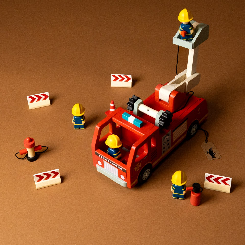Wooden Fire Engine Play Set