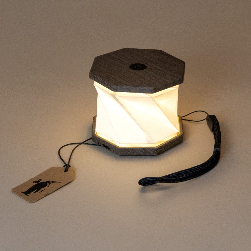 Wooden Hexagon Twist Lamp On-the-Go | Walnut