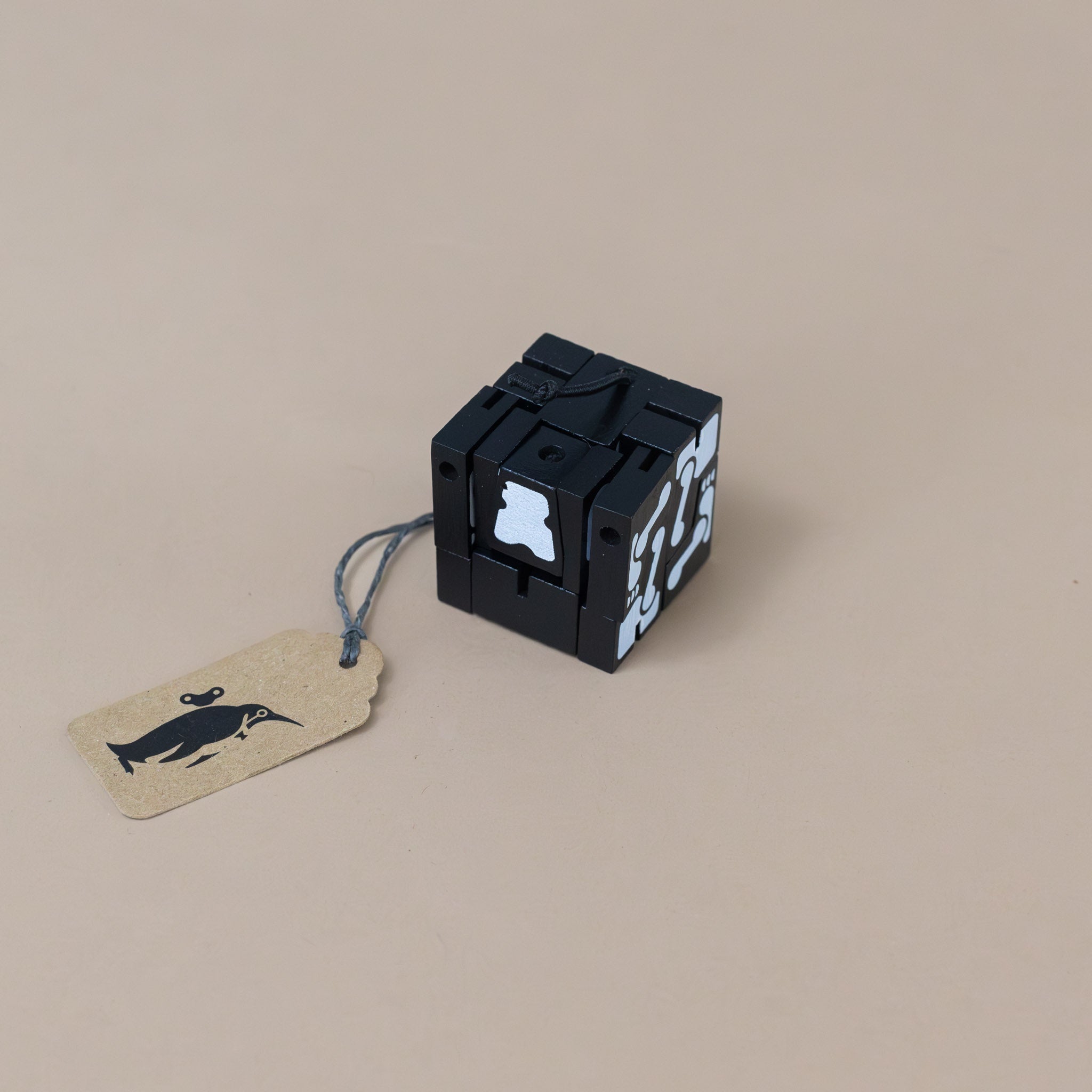 Wooden Micro Milo Cubebot | Black Skeleton