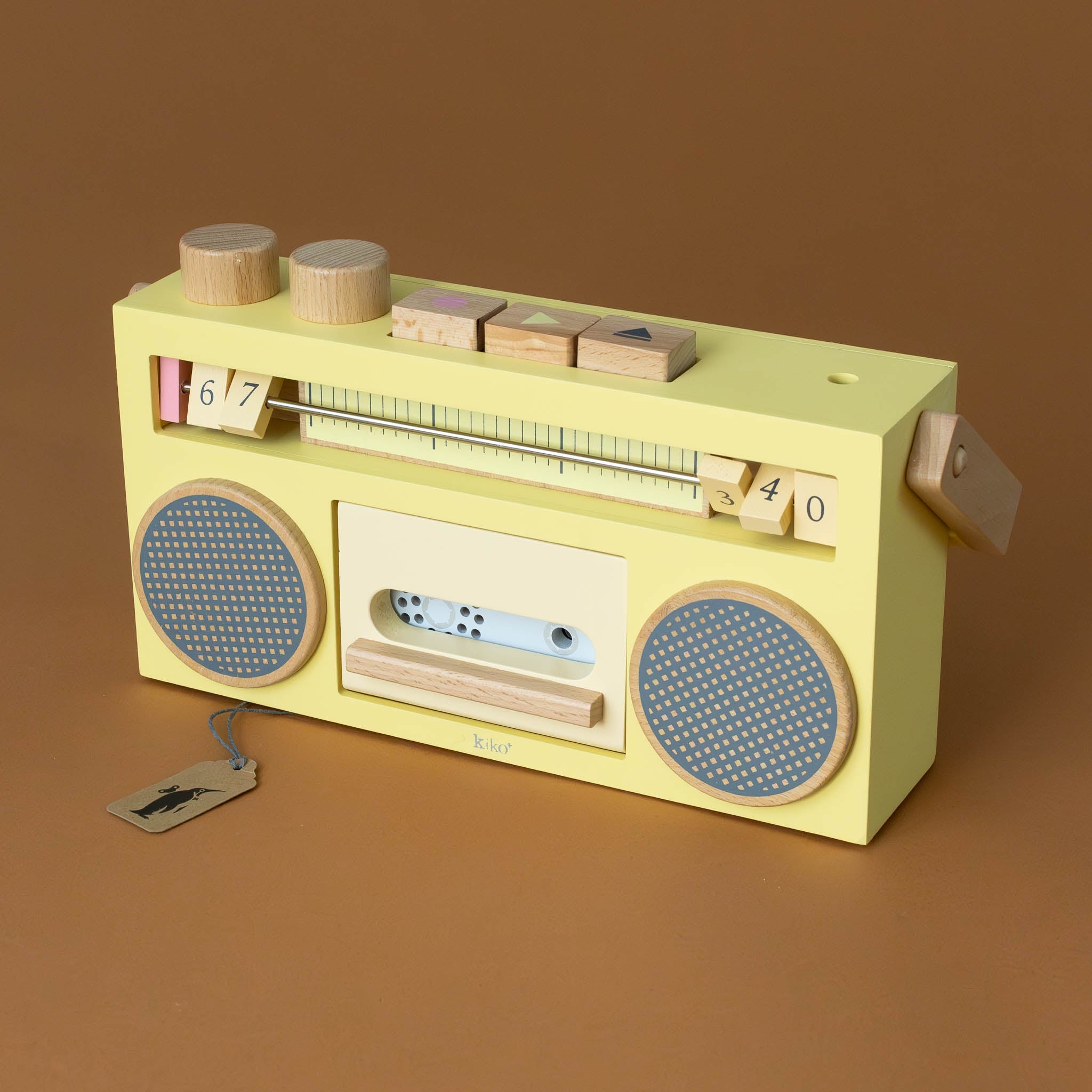 Wooden Pretend Play Boom Box | Yellow
