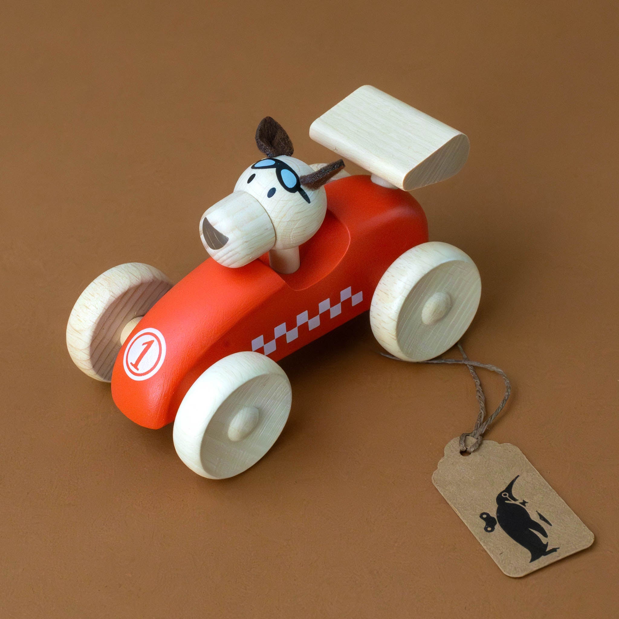 Wooden Red Racer Car