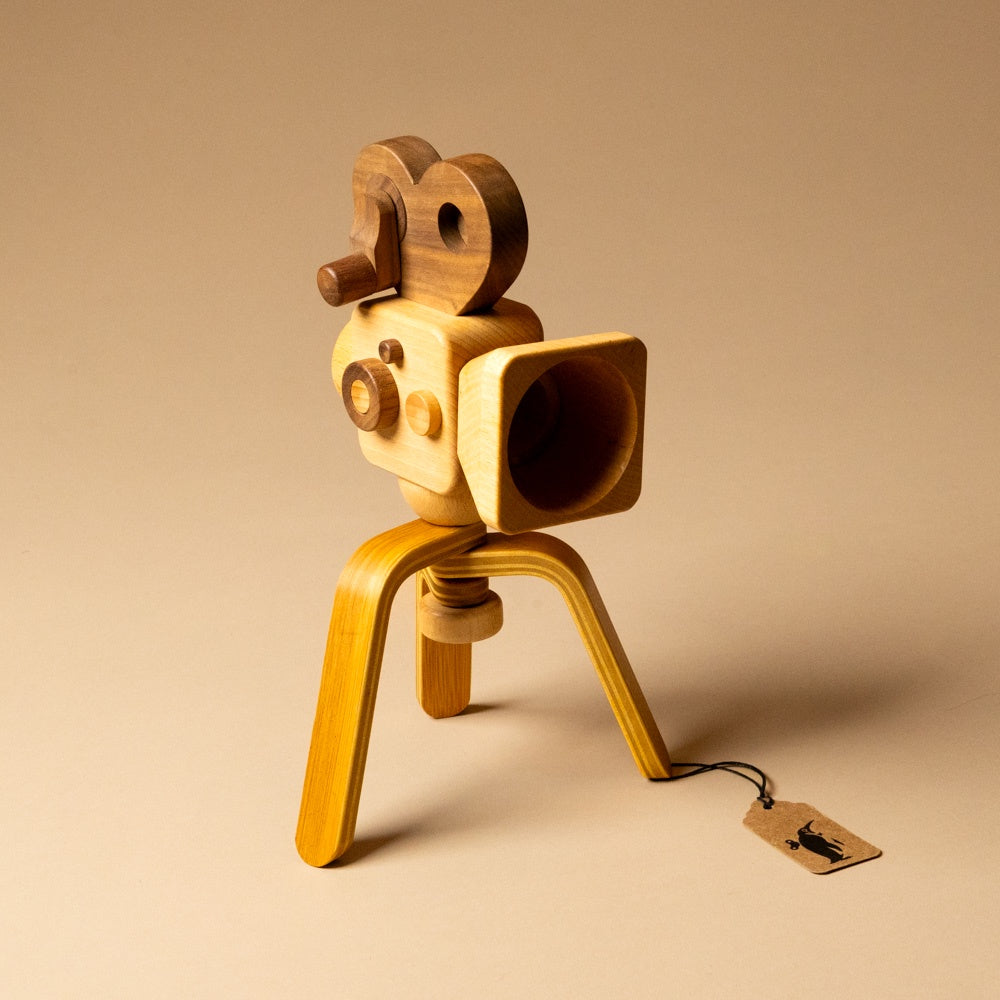 Wooden Super 16 Handheld Play Camera with Tripod