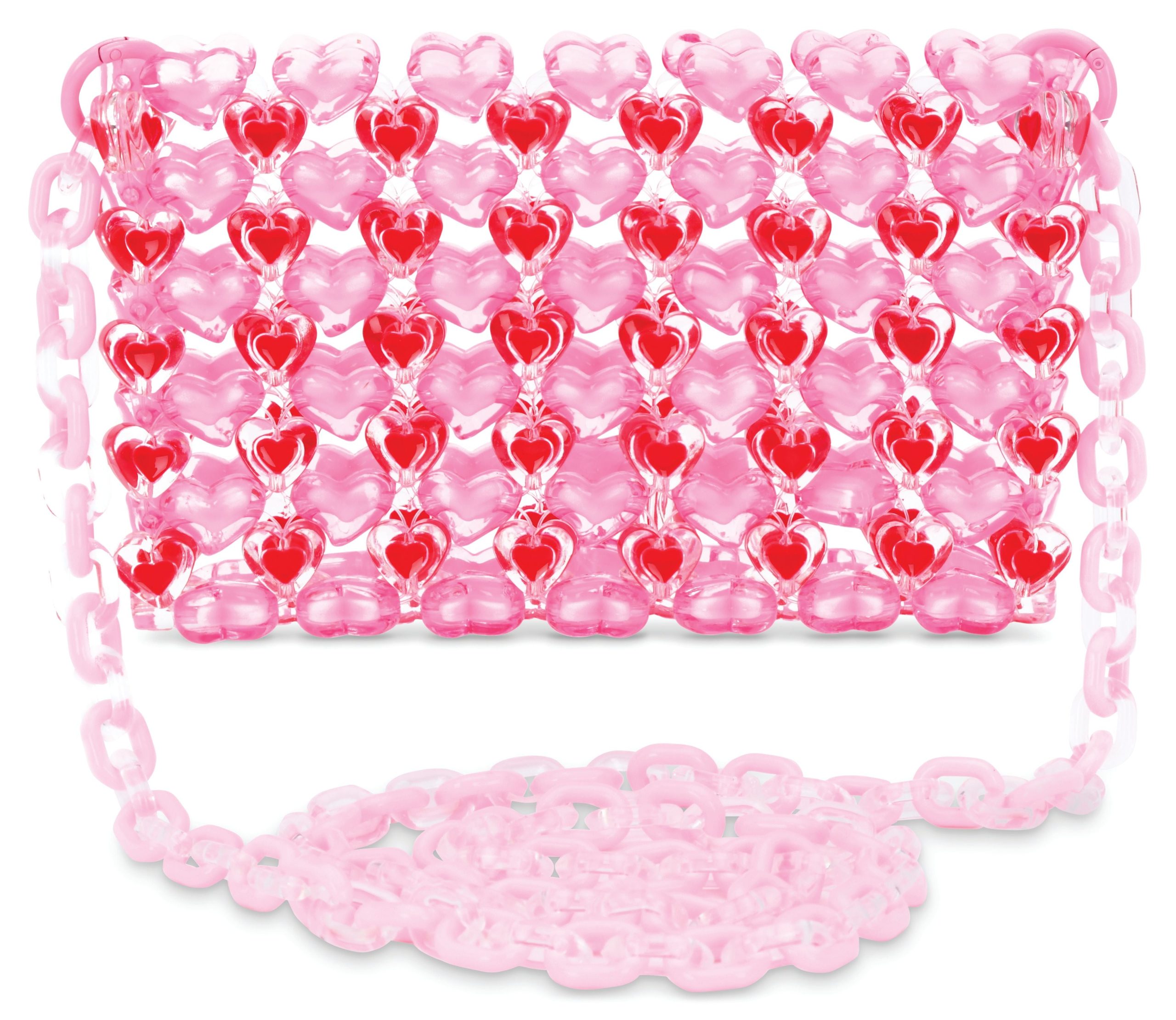 Pink Hearts Beaded Crossbody